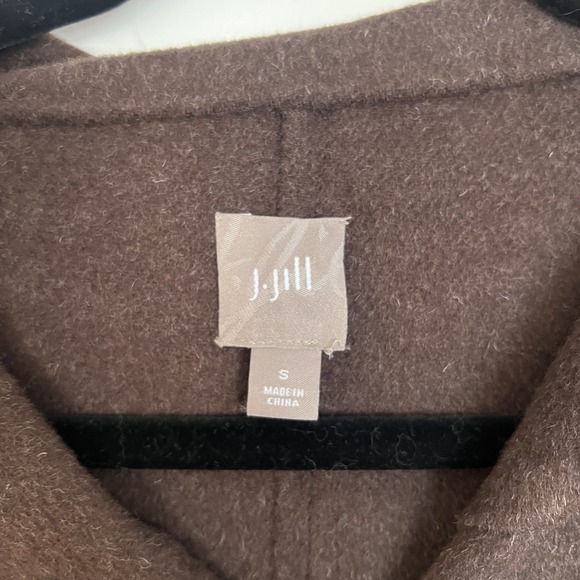 J Jill Chocolate Brown Toggle Angora Rabbit Hair Wool Blend Light Coat Sz Small - Picture 5 of 7
